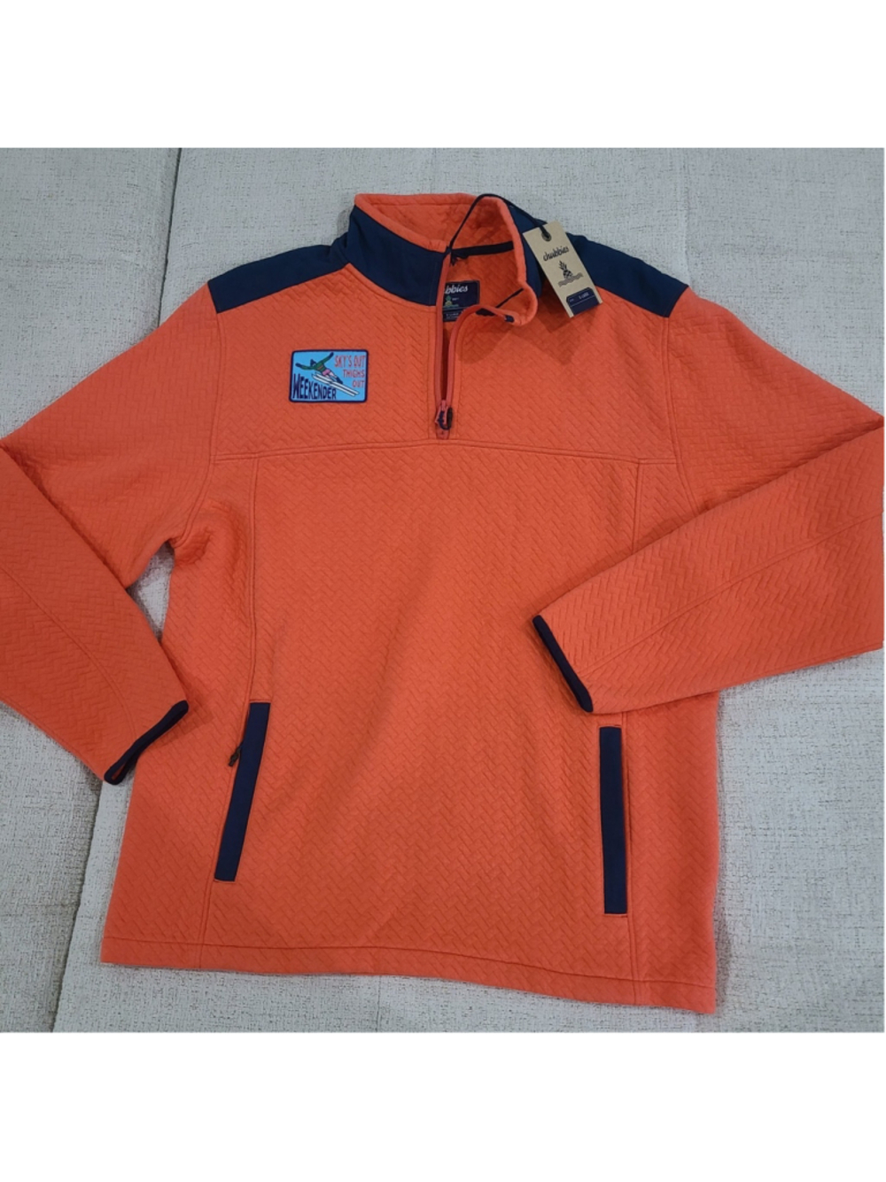 NEW Chubbies 1/4 Zip Pullover Mens Sz XL Quilted Sweatshirt Fire Coral Weekender